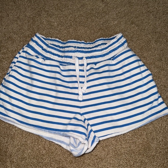 American Eagle Outfitters Blue and Cream Striped Shorts - Picture 1 of 4
